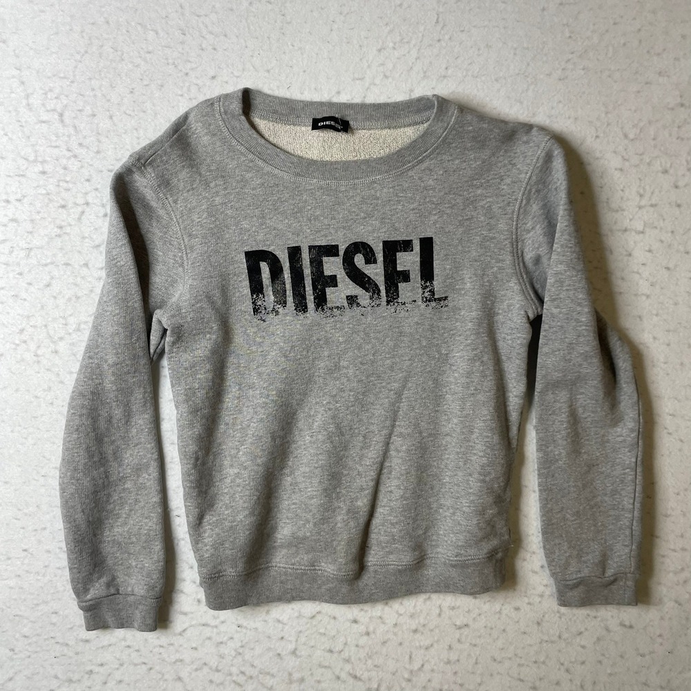 Diesel‎ Sweatshirt Kids Grey Logo Graphic Crew Neck Cotton Pullover